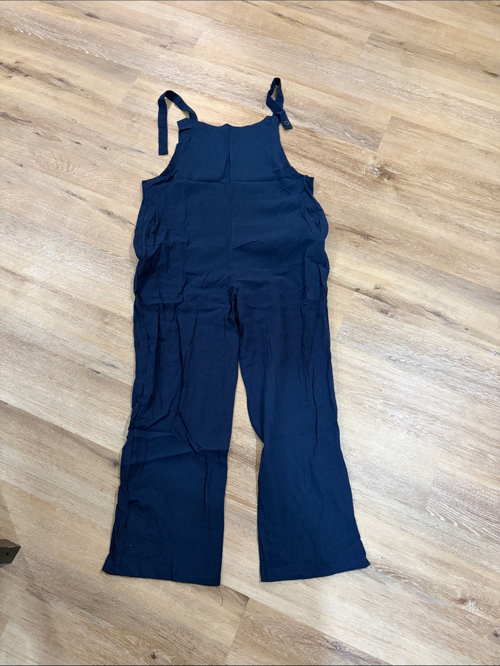 Women's Navy button Shoulder Jumpsuit Overalls - flowy